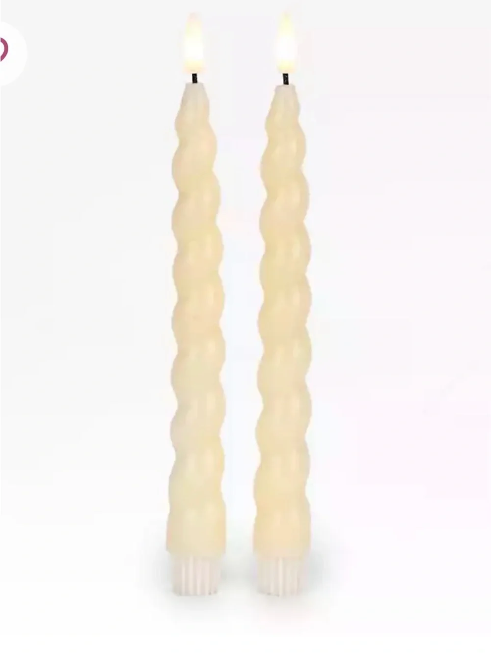 Kirklands Ivory Twist LED Taper Candles - Set of 2 NWT batteries not included